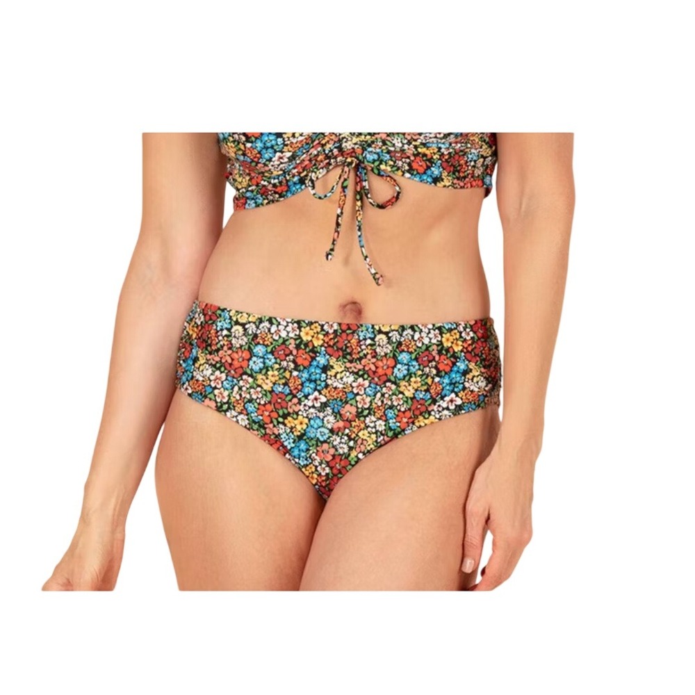 Lands' End Women's Multicolor Floral Print Bikini Swim Bottoms Size XL
